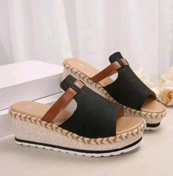 Summer New One-Piece Open Toe Fashion Women Wedge Thick-Soled Slippers - Picture 2 of 7